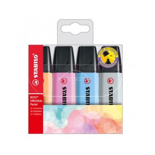 EVIDENZIATORI STABILO BOSS CONFEZIONE 4 PZ NUOVI COLORI ASSORTITI PASTEL